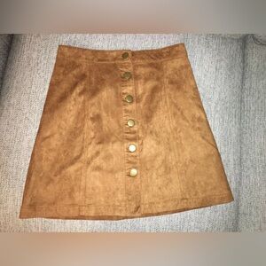 Mini Skirt Camel Brown Button Front NWT Size 9